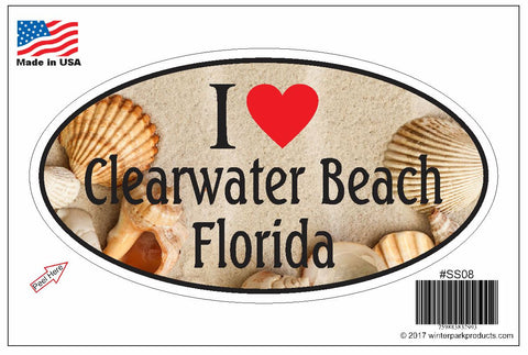 Clearwater Beach Florida Oval Bumper Sticker SS08 Wholesale