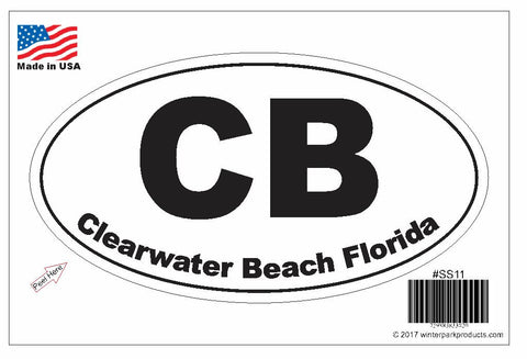 Clearwater Beach Florida Oval Bumper Sticker SS11 Wholesale