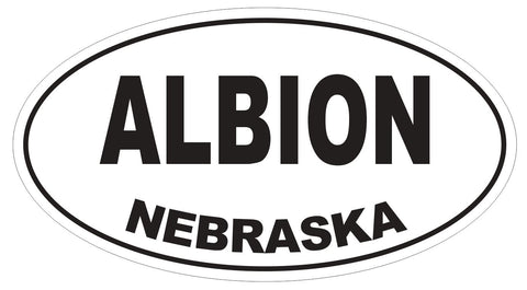 Albion Nebraska Oval Bumper Sticker or Helmet Sticker D5000