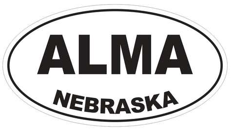 Alma Nebraska Oval Bumper Sticker or Helmet Sticker D5001