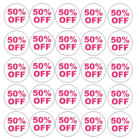 Pink 50% Percent Off Sale Sticker Retail Store FLEA MARKET Boutique #D57P - Winter Park Products