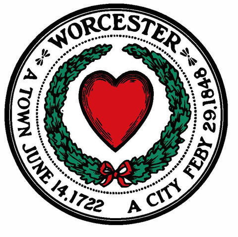 Seal of  Worcester Massachusetts Sticker / Decal R703 - Winter Park Products