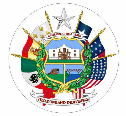 Reverse Seal of Texas Sticker / Decal R811 Remember the Alamo - Winter Park Products