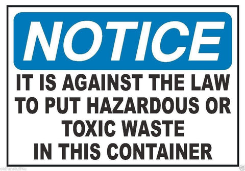 Notice No Hazardous Waste In Container Safety Sticker D321 - Winter Park Products