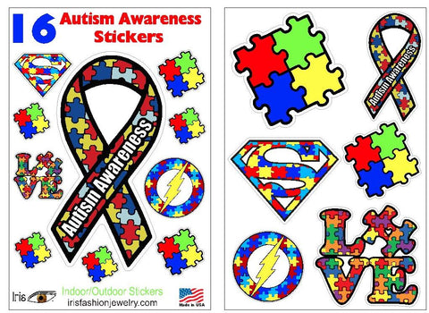 L214 Pack of 16 Autism Awareness Stickers