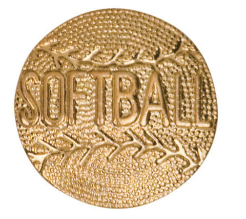 Gold Finish Metal Softball Pin TIE TACK Sport School Varsity Insignia Chenille - Winter Park Products