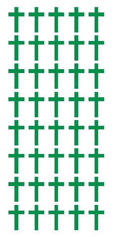 1" Green Cross Stickers Envelope Seals Religious Church School arts Crafts - Winter Park Products