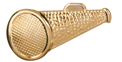 Gold Finish Metal Cheer Megaphone Pin TIE TACK School Varsity Insignia - Winter Park Products