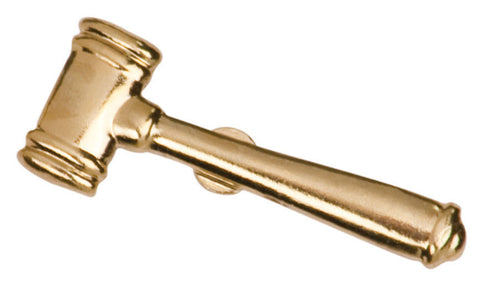 Gold Finish Metal Gavel Debate Pin TIE TACK School Varsity Chenille Insignia - Winter Park Products