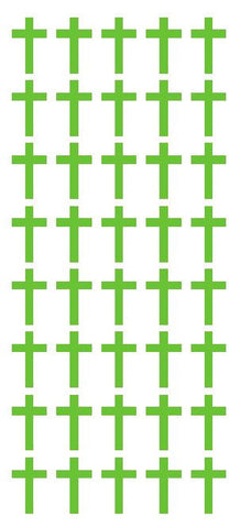 1" Lime Green Cross Stickers Envelope Seals Religious Church School arts Crafts - Winter Park Products
