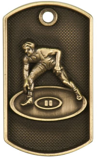 Wrestling Dog Tag Award Trophy W/Free Bead Chain FREE SHIPPING DT214 - Winter Park Products