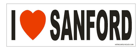 I Love Sanford BUMPER STICKER or helmet sticker D947 Sanford Florida - Winter Park Products
