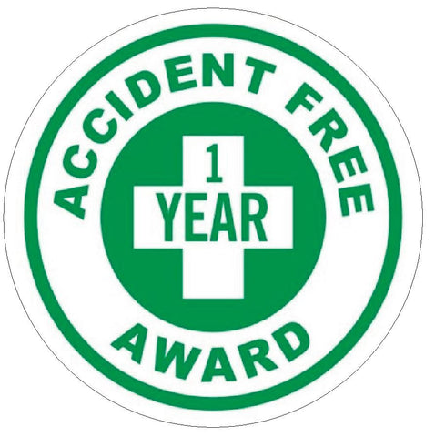 Accident Free 1 Year Award Hard Hat Decal Hardhat Sticker Helmet Label H142 - Winter Park Products