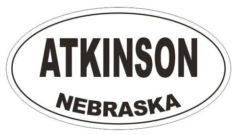 Atkinson Nebraska Oval Bumper Sticker or Helmet Sticker D5114 Oval