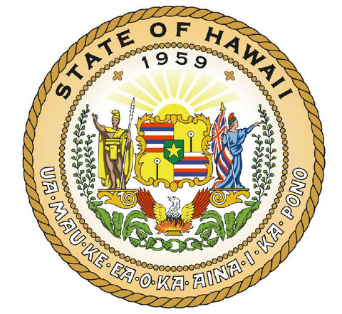 Hawaii State Seal Vinyl Sticker R530 - Winter Park Products