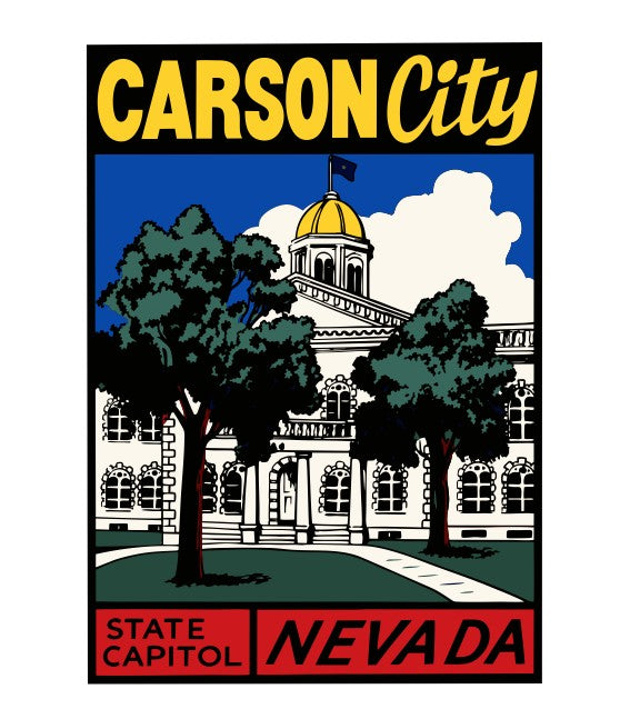 Carson City Nevada Vintage Style Sticker Decal R8688