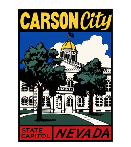 Carson City Nevada Vintage Style Sticker Decal R8688