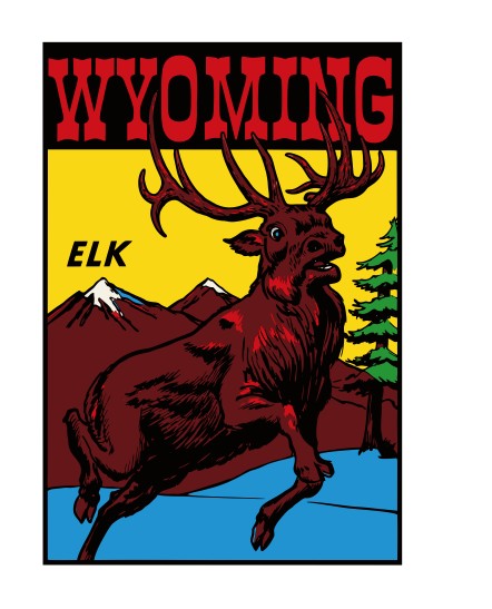 Wyoming Elk Vintage Style Sticker Decal R8796