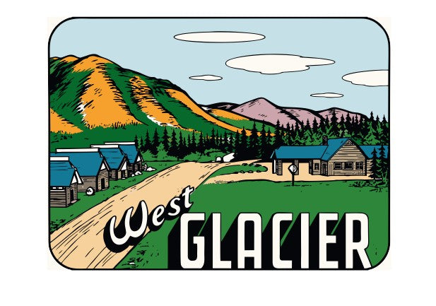 West Glacier Vintage Style Sticker Decal R8864