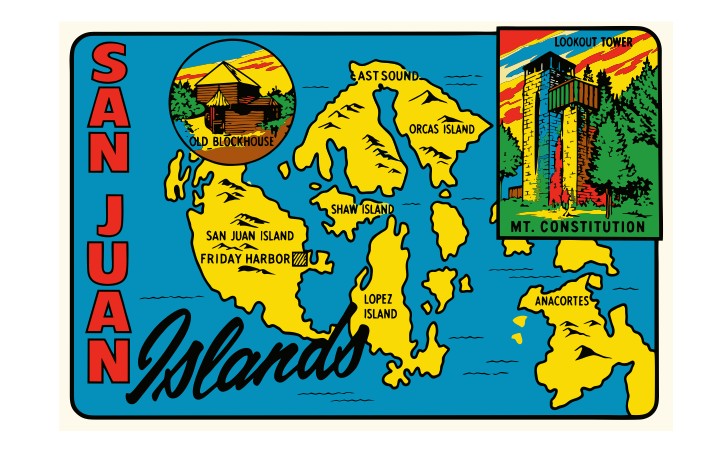 San Juan Islands Vintage Style Sticker Decal R8712
