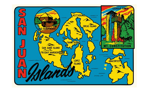 San Juan Islands Vintage Style Sticker Decal R8712