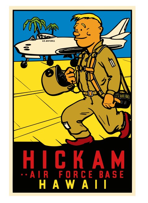 Hickam Air Force Base Vintage Style Sticker Decal R8746