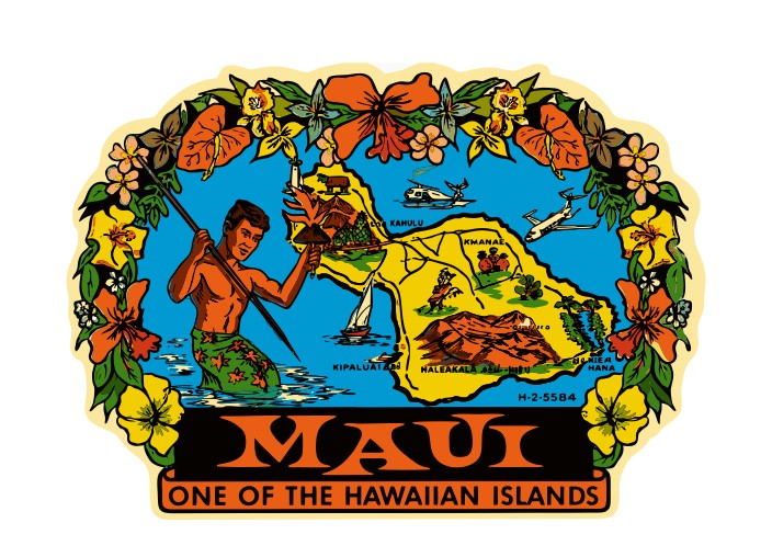 Maui Hawaii Vintage Style Sticker Decal R8773