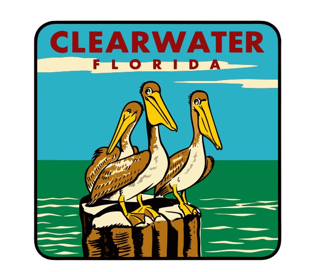 Clearwater Florida Vintage Style Sticker Decal R8697