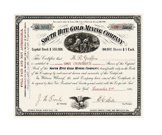 Vintage Style Metal Sign Mining Company Stocks South Hite MS331