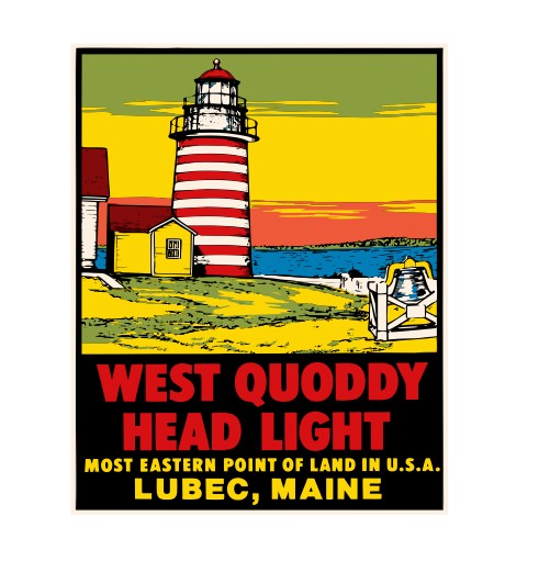 West Quoddy Maine Vintage Style Sticker Decal R8843
