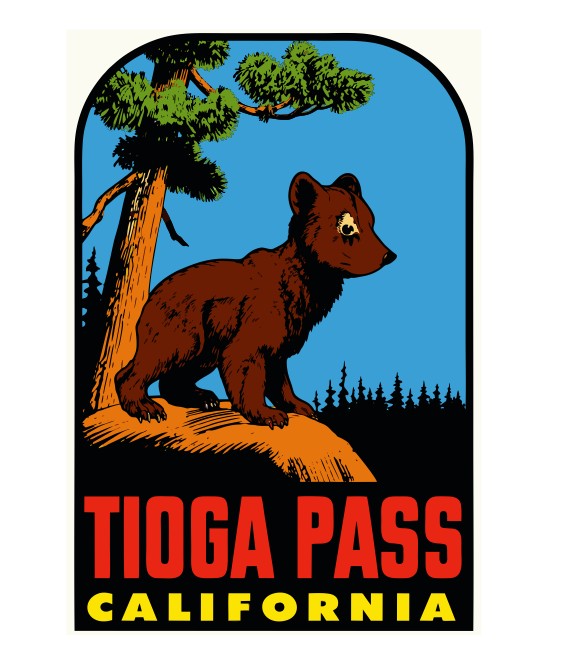 Tioga Pass California Vintage Style Sticker Decal R8715