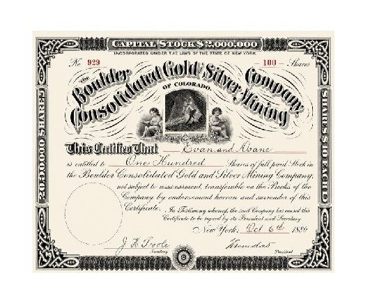Vintage Style Metal Sign Mining Company Stocks Boulder Consolidated MS333