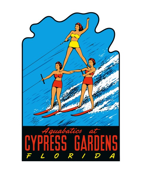 Cypress Gardens Aquabatics Vintage Style Sticker Decal R8637