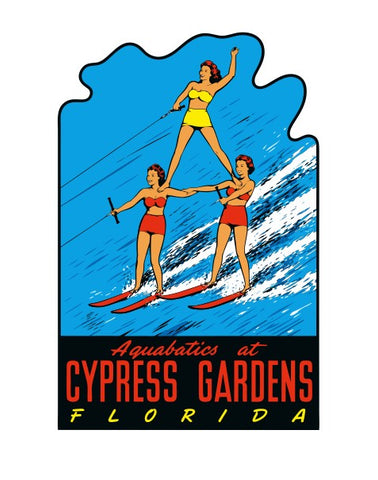 Cypress Gardens Aquabatics Vintage Style Sticker Decal R8637