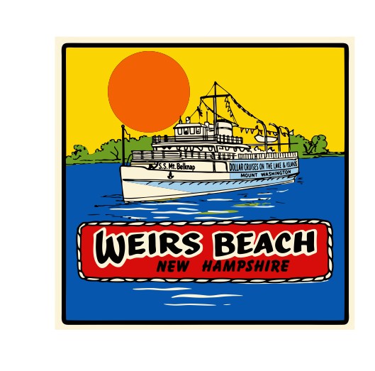Weirs Beach New Hampshire Vintage Style Sticker Decal R8862