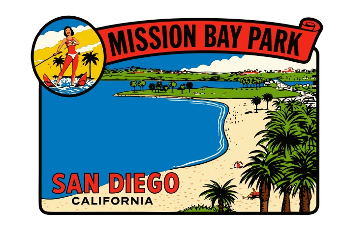 San Diego California Vintage Style Sticker Decal R8662