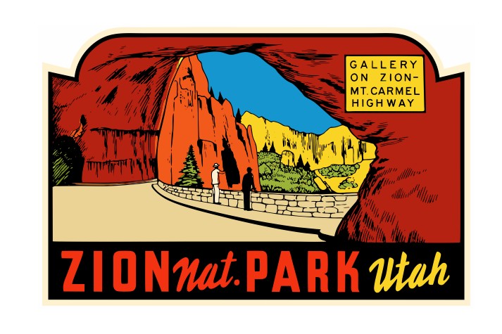 Zion Natl Park Vintage Style Sticker Decal R8735