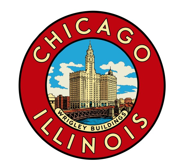 Chicago Wrigley Buildings Vintage Style Sticker Decal R8731