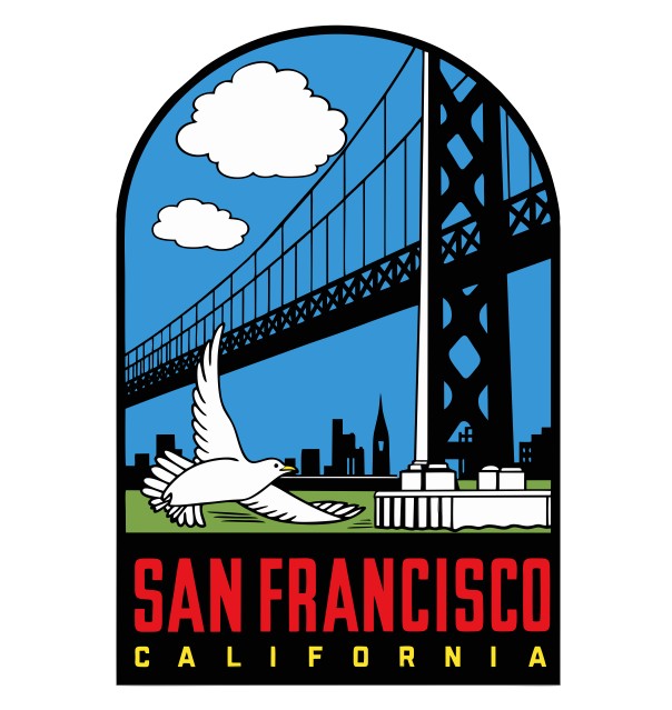 San Francisco Vintage Style Sticker Decal R8719