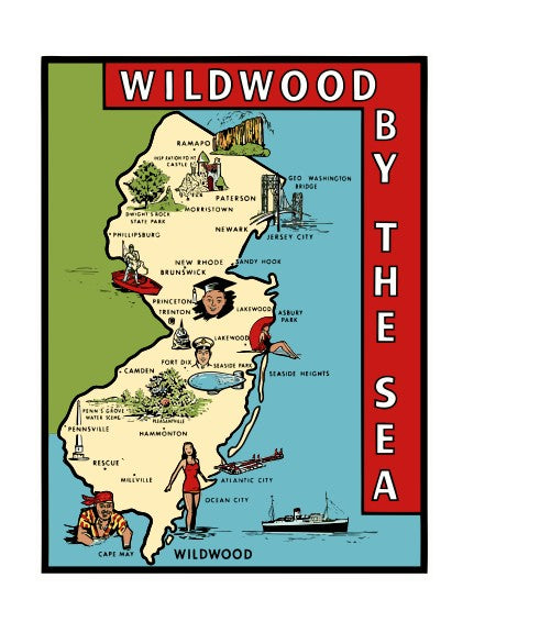 Wildwood NJ Vintage Style Sticker Decal R8823