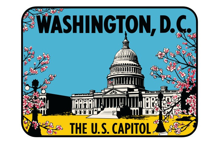 Washington DC Vintage Style Sticker Decal R8681