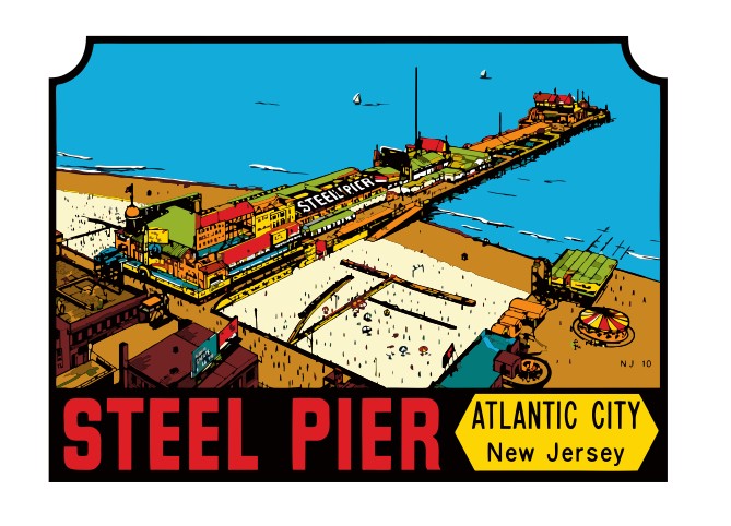 New Jersey Atlantic City Vintage Style Sticker Decal R8647