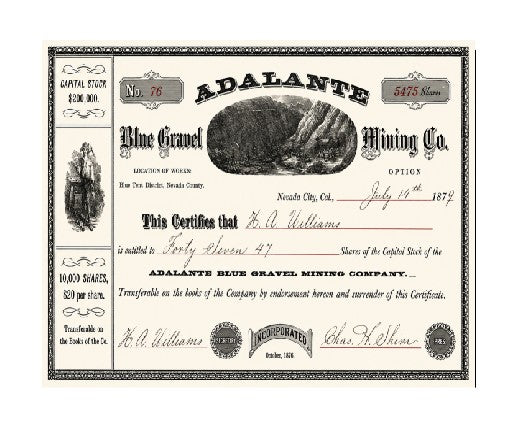 Vintage Style Metal Sign Mining Company Stocks Adalante MS327