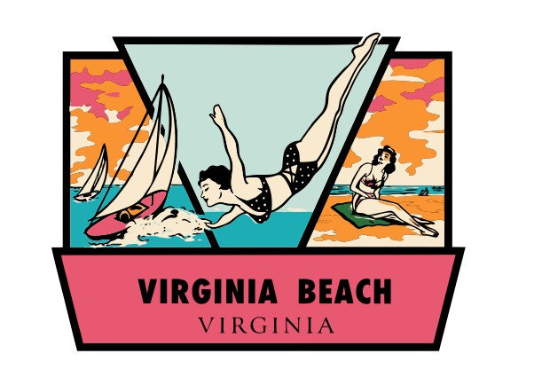 Virginia Beach Vintage Style Sticker Decal R8906