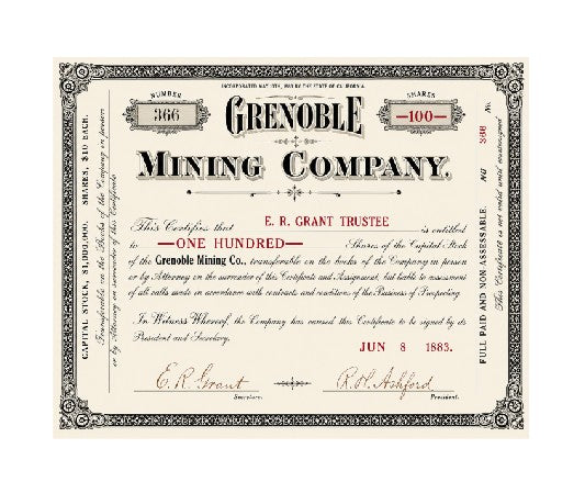Vintage Style Metal Sign Mining Company Stocks Grenoble MS332