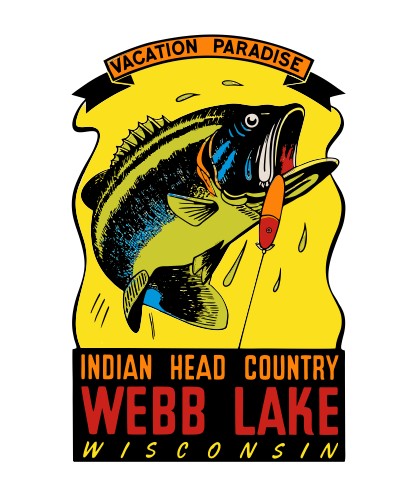 Webb Lake Wisconsin Vintage Style Sticker Decal R8846
