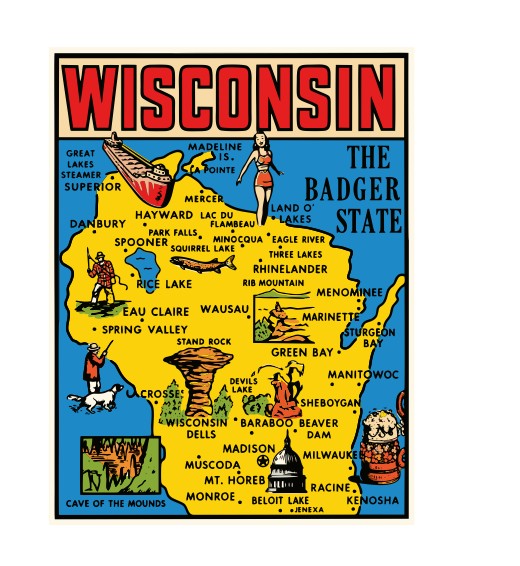 Wisconsin Badger State Vintage Style Sticker Decal R8824