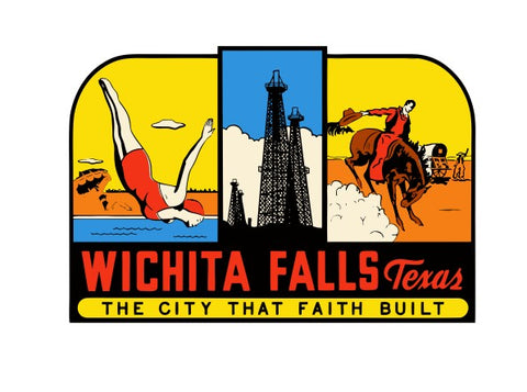 Wichita Falls Vintage Style Sticker Decal R8835