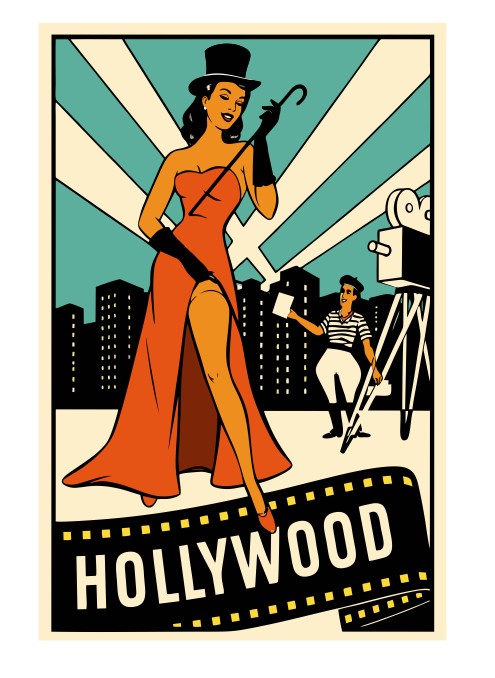 Hollywood Vintage Style Sticker Decal R8750