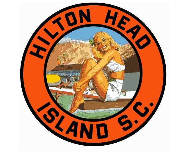 Hilton Head South Carolina Vintage Style Sticker Decal R8748
